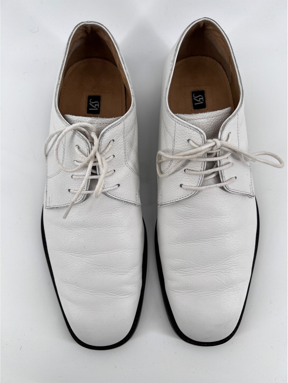 Vintage Saks Fifth Avenue White Leather Derby Oxfords Mens 10 Dress Shoes Laces